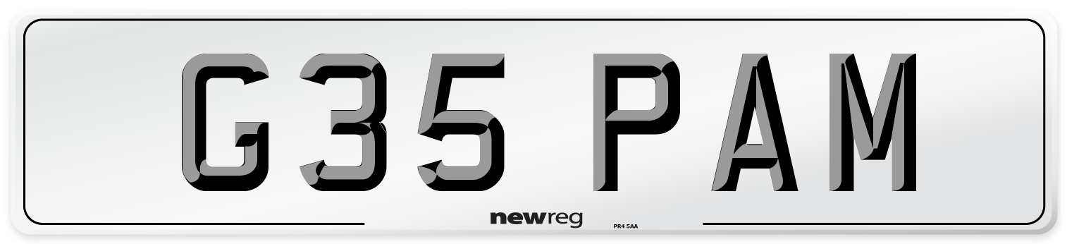 G35 PAM Number Plate from New Reg